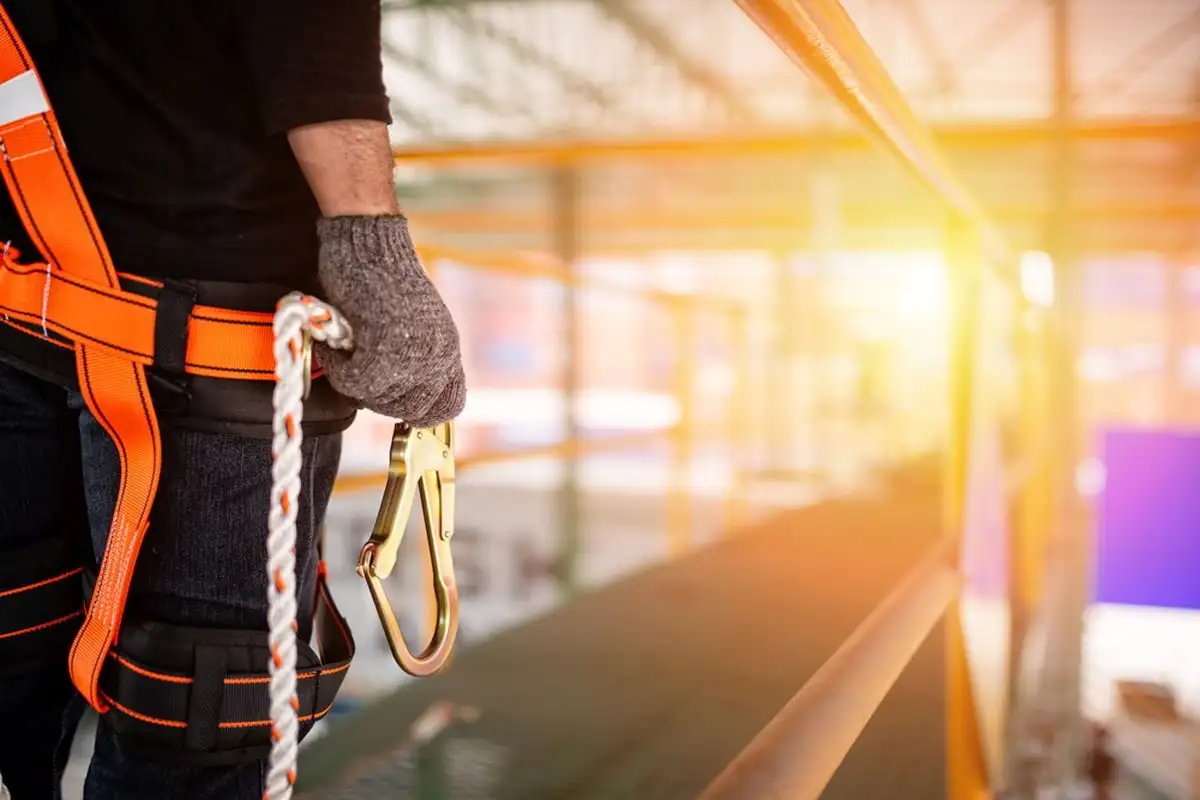 Rope and karabiner used for rope access work